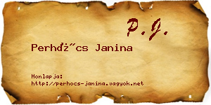 Perhócs Janina névjegykártya